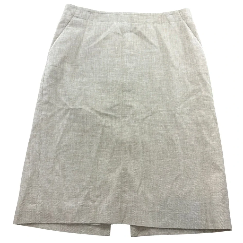 Banana Republic Womens 6 Cotton Linen Blend Skirt Tan Lined Beige Work Office